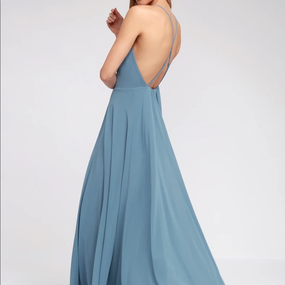 Lulus Blue Bridesmaid Backless Dress Brand New